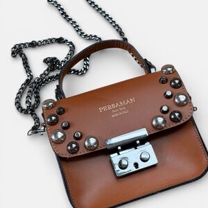 Persaman New York Tan Studded Crossbody Bag